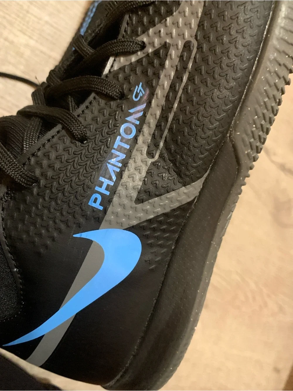 Nike Phantom GT Size 6.5 Soccer indoor turf Black Grey Blue DC0800